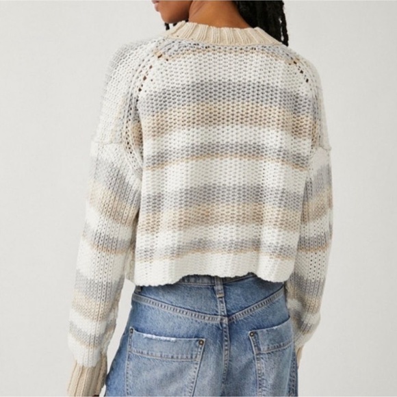 Free People Devon Cropped Striped Sweater - Picture 2 of 7